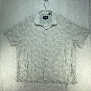 Nat Nast Mens XXL Light Green Short Sleeve Silk Blend Floral Print Shirt Pocket